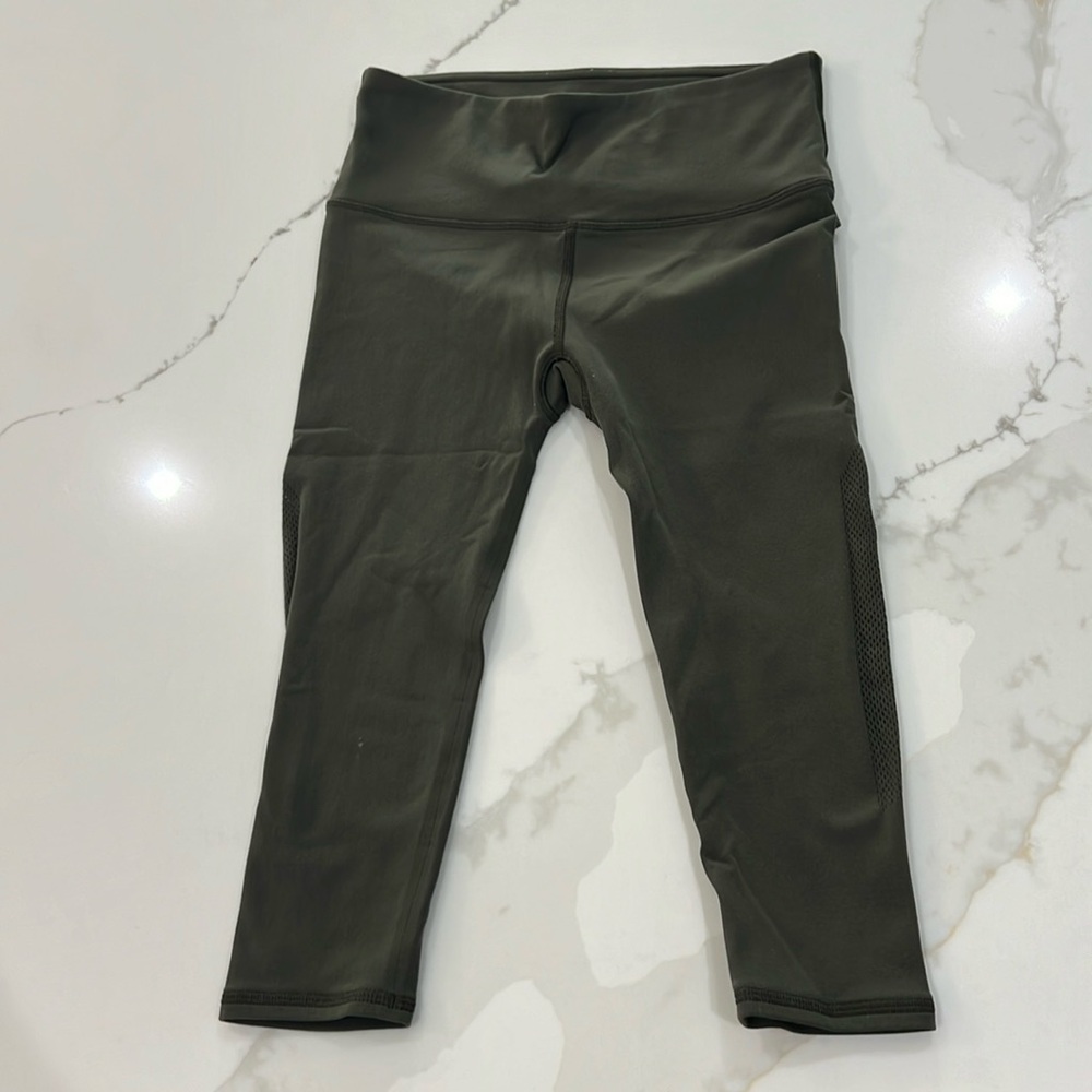 lulu lemon leggings green with detailing